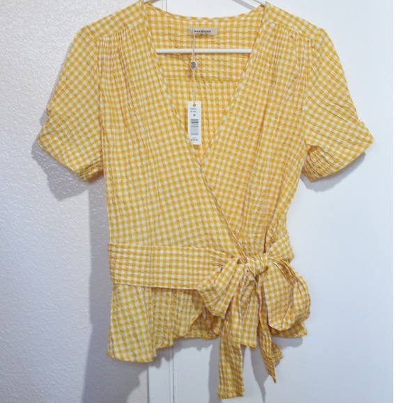 Max Studio Tops - Max studio yellow gingham ruffle top
